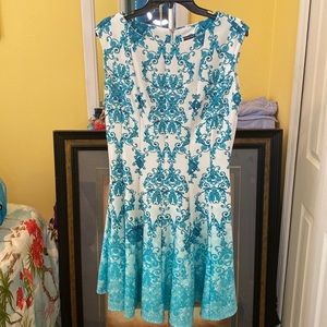Gabby Skye Blue & White Skater Dress Size 12